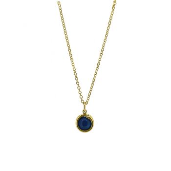 Collier Délicat Agate Bleue Or Jaune 3