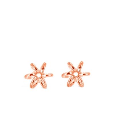 Daffodil Flower Rose Gold Stud Earrings