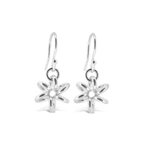 Daffodil Flower Silver Drop Earrings