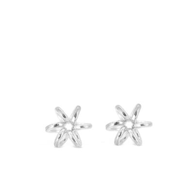 Daffodil Flower Silver Stud Earrings