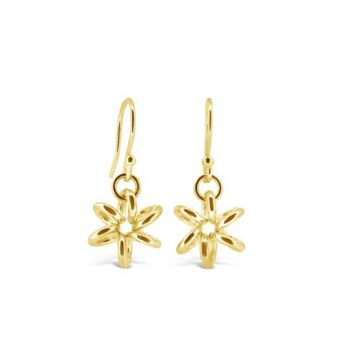 Boucles d'Oreilles Pendantes Fleur Jonquille Or Jaune 1