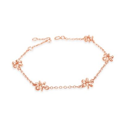 Pulsera delicada de cadena de margaritas en oro rosa