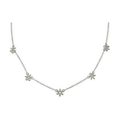 Collana di fiori d'argento con catena a margherita