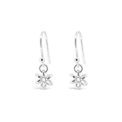 Daisy Flower Silver Drop Earrings