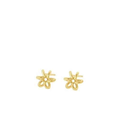 Daisy Flower Yellow Gold Stud Earrings