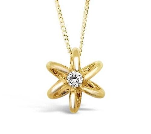 Diamond Daffodil Flower Solid Gold Necklace