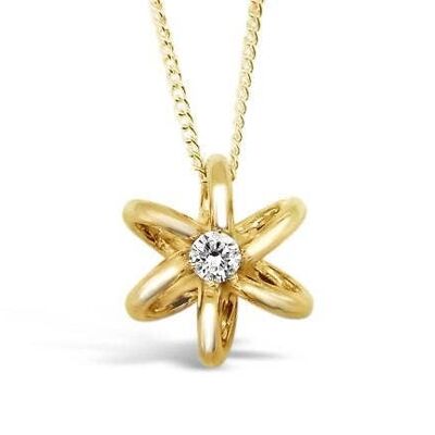 Diamond Daffodil Flower Solid Gold Necklace