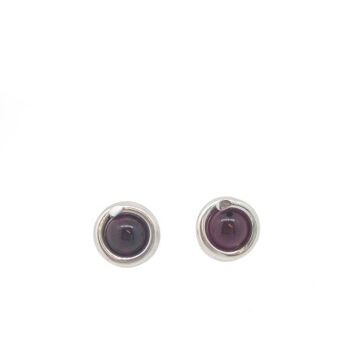 Boucles d'Oreilles Grenat Intemporelles en Argent 1