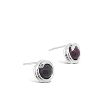 Boucles d'Oreilles Grenat Intemporelles en Argent 3