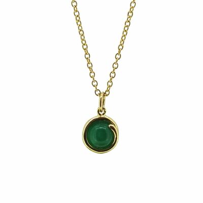 Zarte Halskette aus grünem Achat in Gold