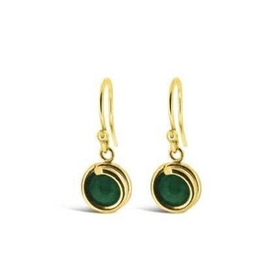 Green Agate Gold Timeless Drop Earrings