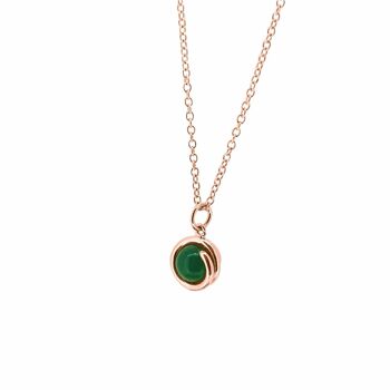 Collier Délicat Agate Verte Or Rose 3