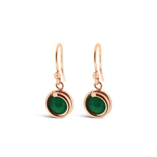 Green Agate Rose Gold Timeless Drop Earrings