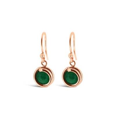 Green Agate Rose Gold Timeless Drop Earrings