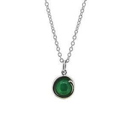 Green Agate Silver Delicate Necklace