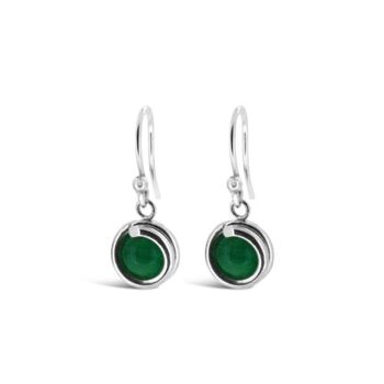 Boucles d'Oreilles Pendantes Intemporelles Argent Agate Verte 1