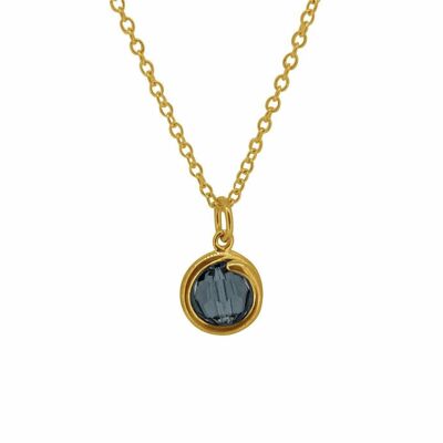 Indigo Blue Crystal Faceted Delicate Gold Necklace