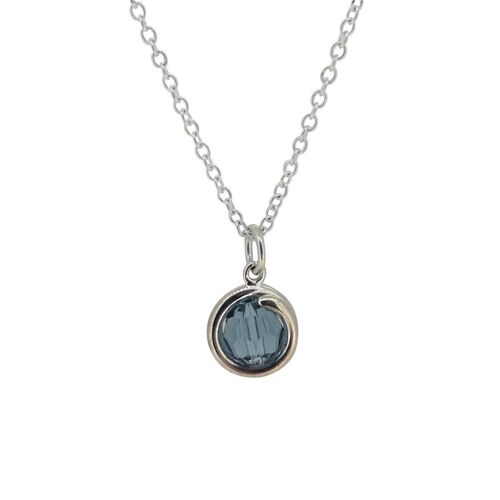 Indigo Blue Crystal Faceted Delicate Silver Necklace