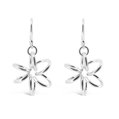 Lily Flower Silver Drop Earrings