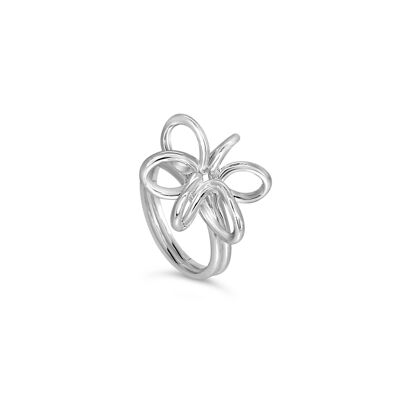 Anillo Flor Lirio Plata