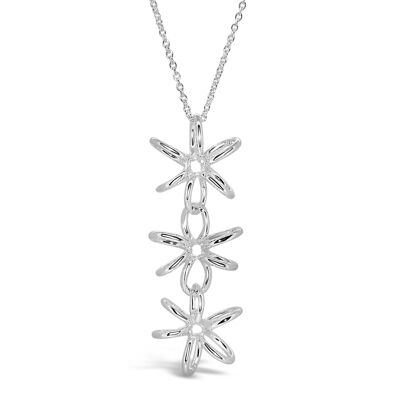 Lily Flower Silver Beautiful Drop Necklace