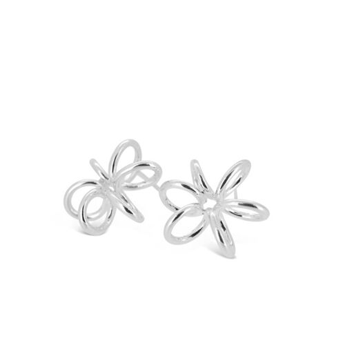 Lily Flower Silver Stud Earrings