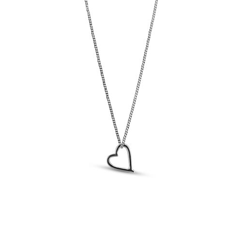 Love Heart Silver Necklace 14"