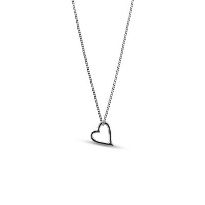Love Heart Silver Necklace 14"