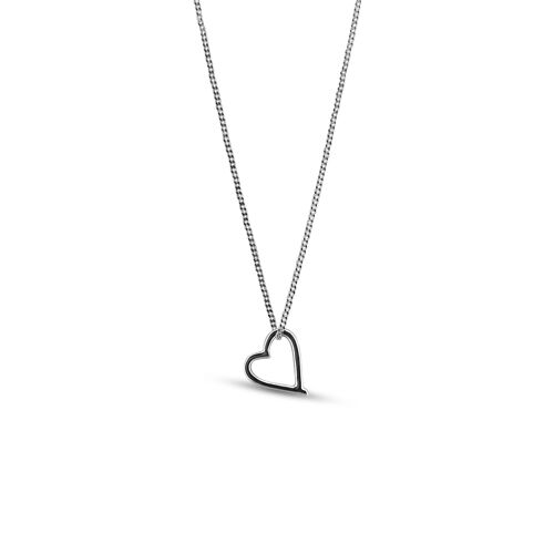 Love Heart Silver Necklace 16"