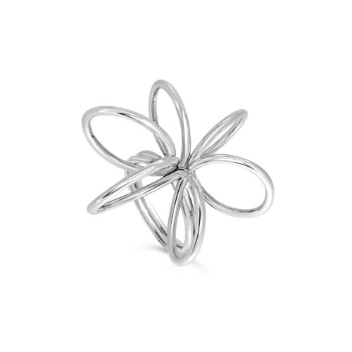Orchid Flower Silver Statement Ring