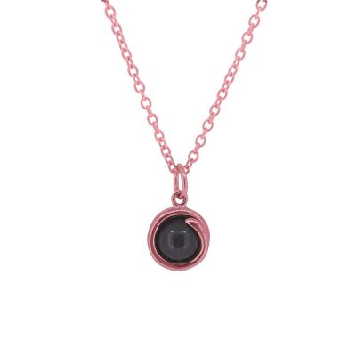 Collana delicata in oro rosa con granato rosso