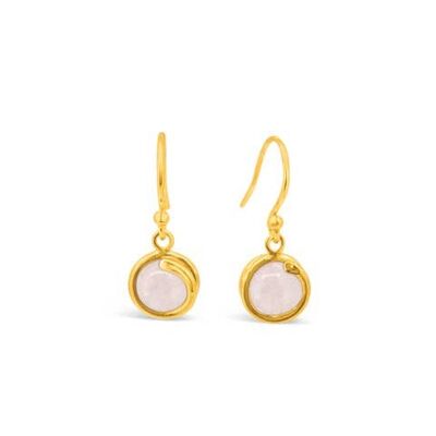 Pendientes Timeless de gota de oro con cuarzo rosa