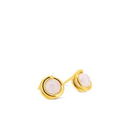 Rose Quartz Gold Timeless Stud Earrings