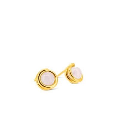 Rose Quartz Gold Timeless Stud Earrings