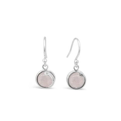 Aretes colgantes de plata atemporales de cuarzo rosa