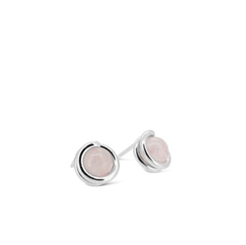 Rose Quartz Timeless Silver Stud Earrings