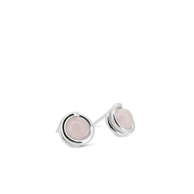 Boucles d'Oreilles Tige Argent Intemporel Quartz Rose