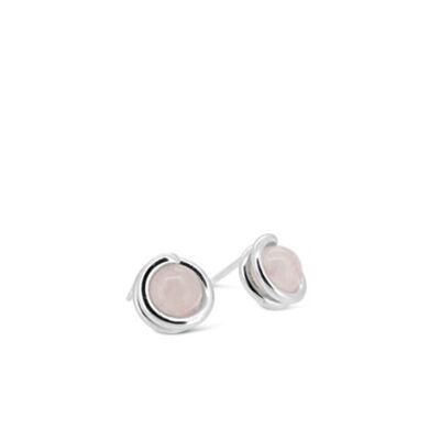 Orecchini a bottone in argento senza tempo con quarzo rosa