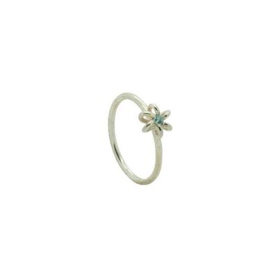 Sky Light Blue Topaz Daisy Flower Silver Ring