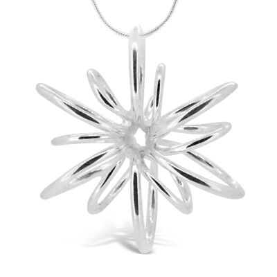 Statement Lotus Flower Silver Necklace