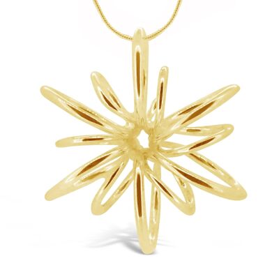 Statement Lotus Flower Yellow Gold Necklace