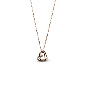 Collier Doux Coeur Or Rose 16" 3