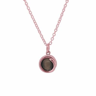 Collana delicata in oro rosa con occhio di tigre