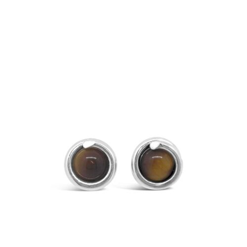 Tiger Eye Timeless Silver Stud Earrings