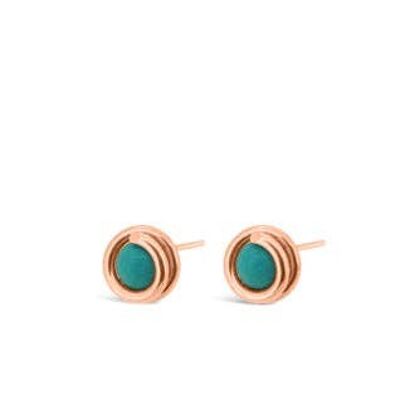 Turquoise Rose Gold Stud Timeless Earrings