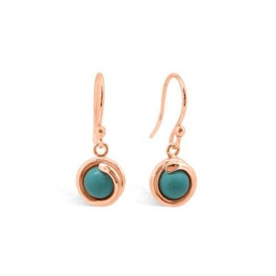 Boucles d'Oreilles Pendantes Intemporelles Turquoise Or Rose