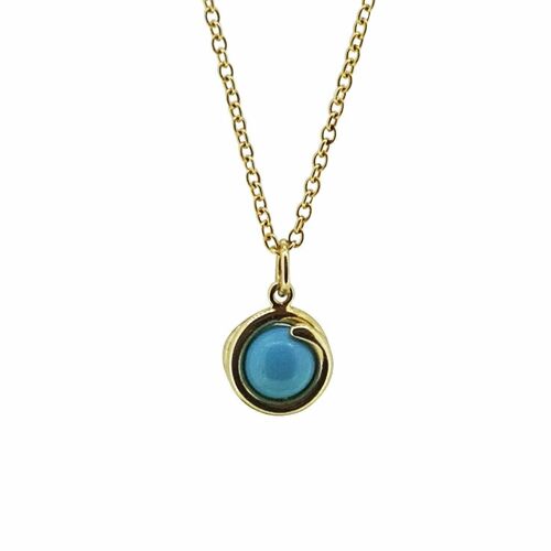 Turquoise Yellow Gold Delicate Necklace