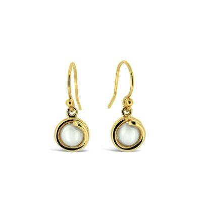 White Pearl Yellow Gold Drop Timeless Earrings