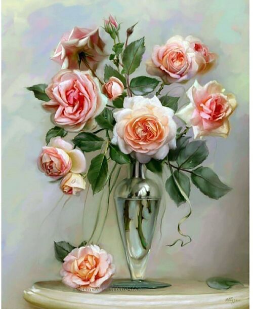 Diamond Painting Bouquet of roses, 32x45 cm, Round Drills