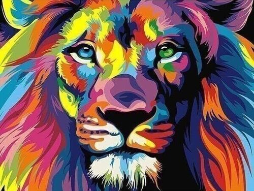 Diamond Painting Colourful Lion, 30x40 cm, Square Drills